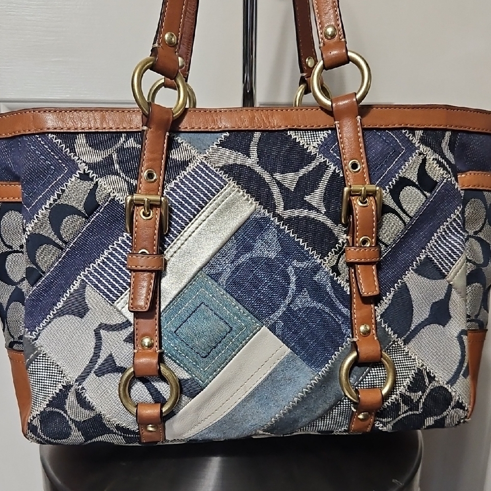 Coach EUC Denim Patchwork Tote - image 1